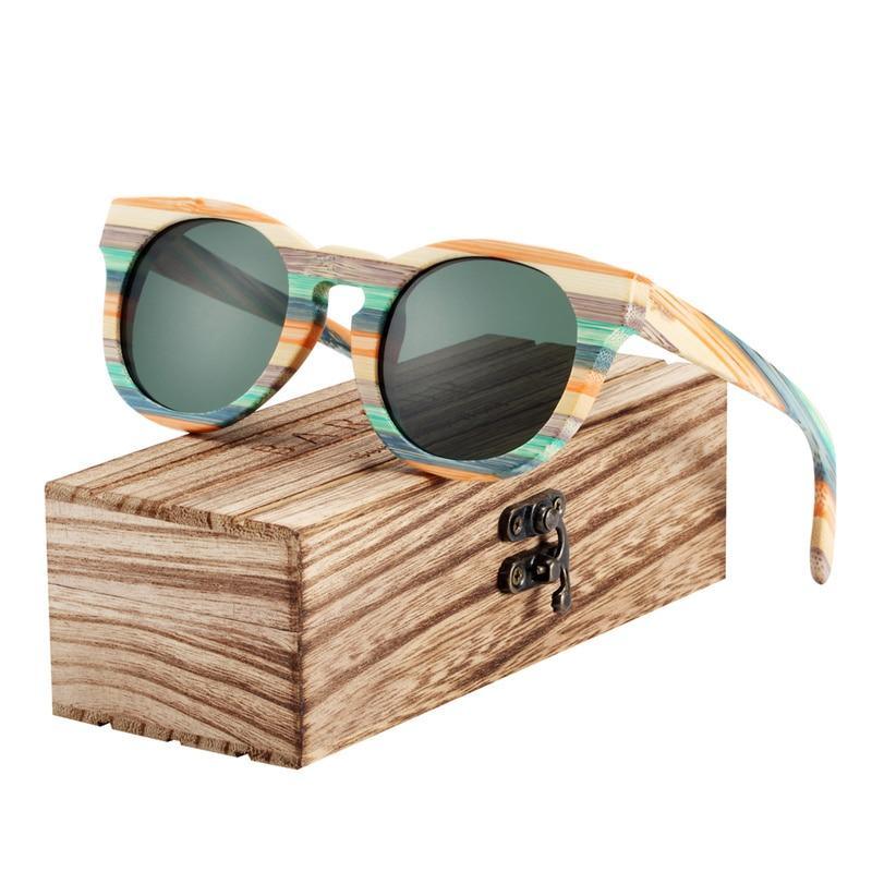 Elegant round polarized sunglasses with gradient lenses and UV400 protection.