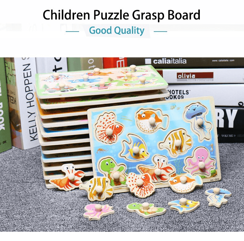 Wooden Montessori Grab Board Puzzle for Early Learning & Play
