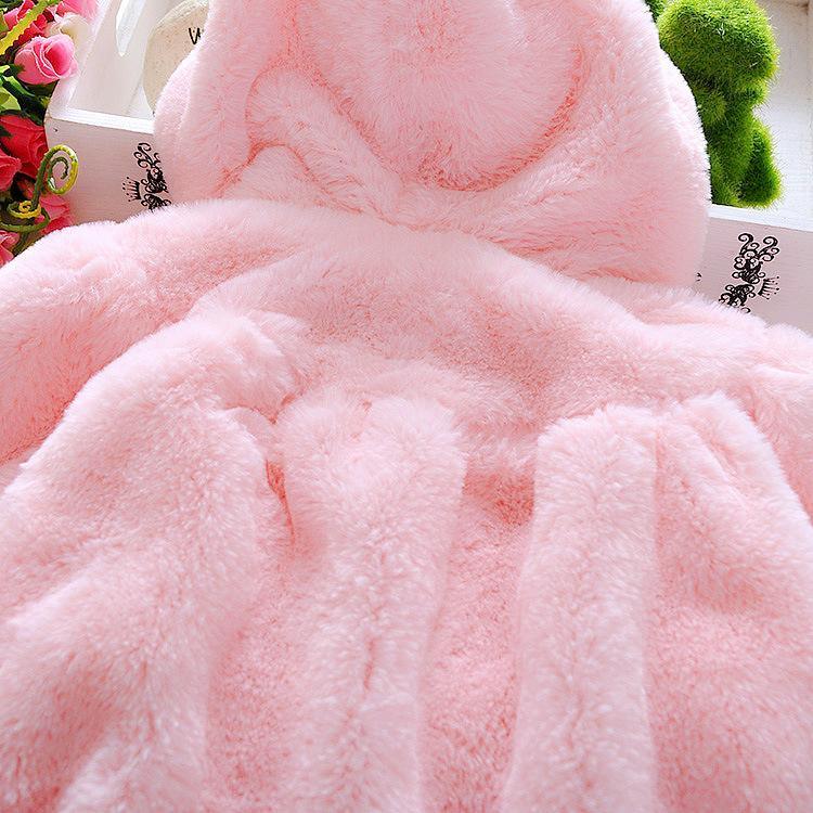 Baby Girls Reversible Rabbit Ear Cloak Coat Warm Winter Cape