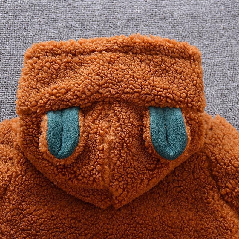 Toddler Warm Winter Jacket - Beige & Brown Windproof Coat