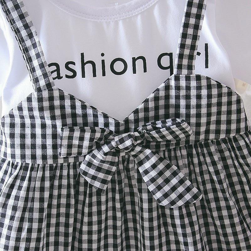 Retro Plaid Toddler Girl Dress - Casual Short Sleeve Birthday Outfit