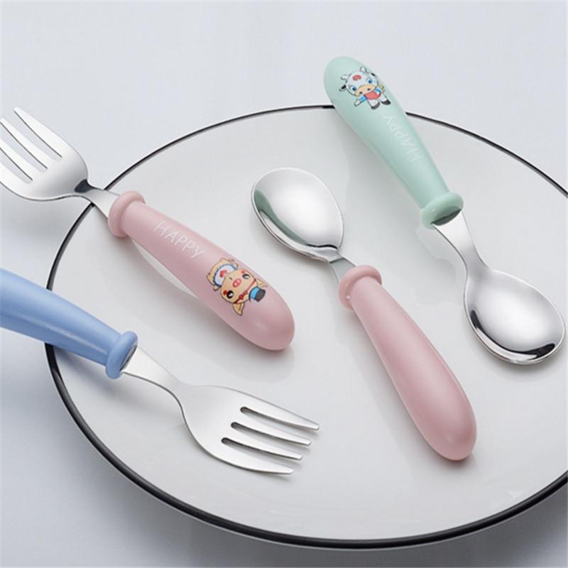 Modern Toddler Stainless Steel Utensil Set for Mealtime Fun