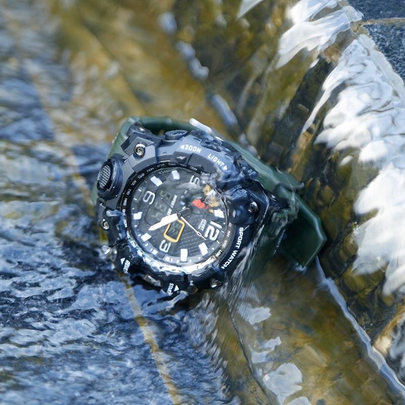 Men Military Tactical Sport Watch Dual Display LED Analog Digital