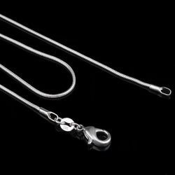 1MM 2MM silver plated smooth Snake Chain stamped choker Necklace For women Jewelry 16 18 20 22 24 26 28 30 inch Dropshipping