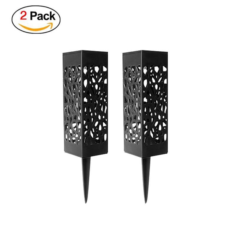8-Pack Retro Waterproof Solar LED Lamps in Black Stainless Steel