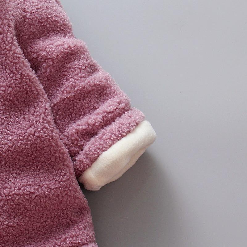 Baby Girls Heart Print Thick Velvet Winter Hoodie Jacket Outerwear