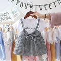 Retro Plaid Toddler Girl Dress - Casual Short Sleeve Birthday Outfit