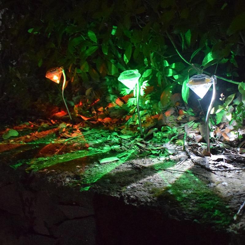 4-Pack Solar Diamond Garden Lights, Warm White & Multicolor Path Lamps