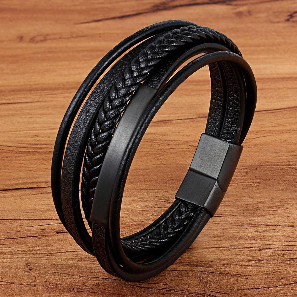 Multilayer Leather Magnetic Bracelet for Men Hand Charm Jewelry