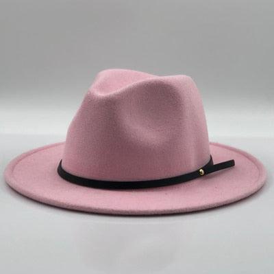 Vintage Black Wool Fedora Hat with Belt Buckle Detail