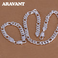 Aravant 925 Silver Simple 6MM 8MM Sideways Necklace Bracelet Chains For Men Women Fashion Jewelry