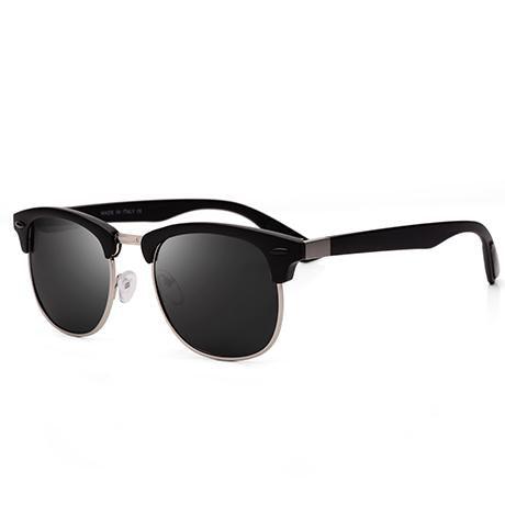 Retro Square Half Metal Frame Polarized Driving Sunglasses UV400