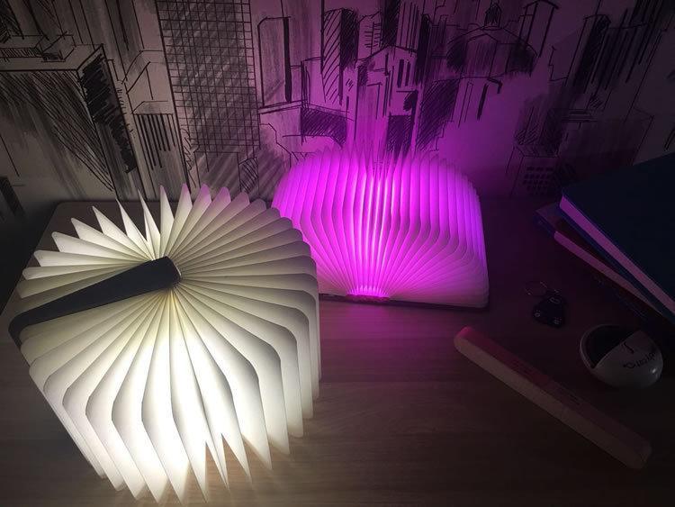 Rechargeable Foldable Wooden Book Lamp - Unique Home Decor