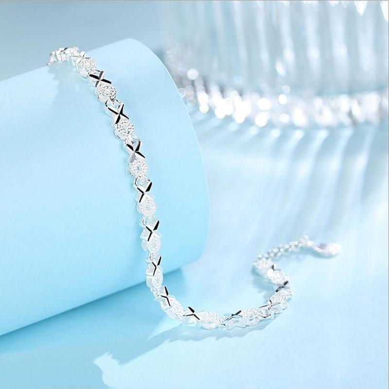 Italian 925 Sterling Silver Geometric Zircon Bracelet