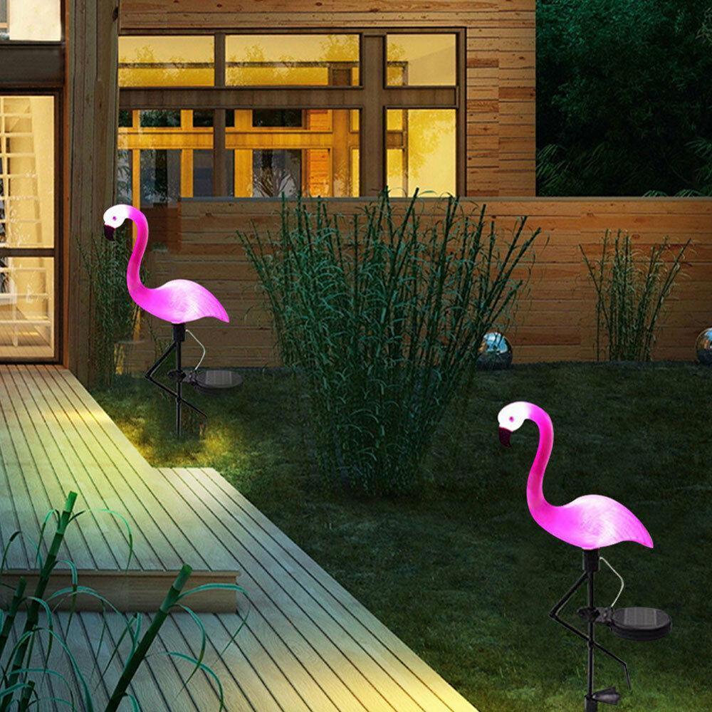 3pc Flamingo LED Solar Garden Lights - Pink Outdoor Yard Decor