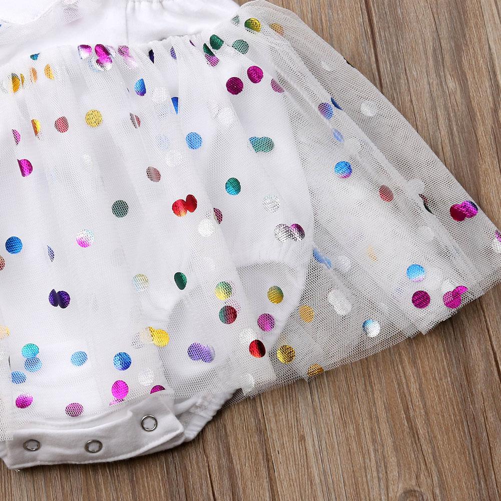 Newborn Girls Sequin Polka Dot Tulle Romper Dress