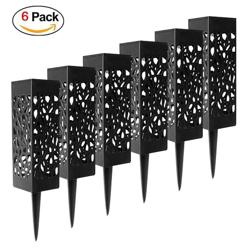 8-Pack Retro Waterproof Solar LED Lamps in Black Stainless Steel