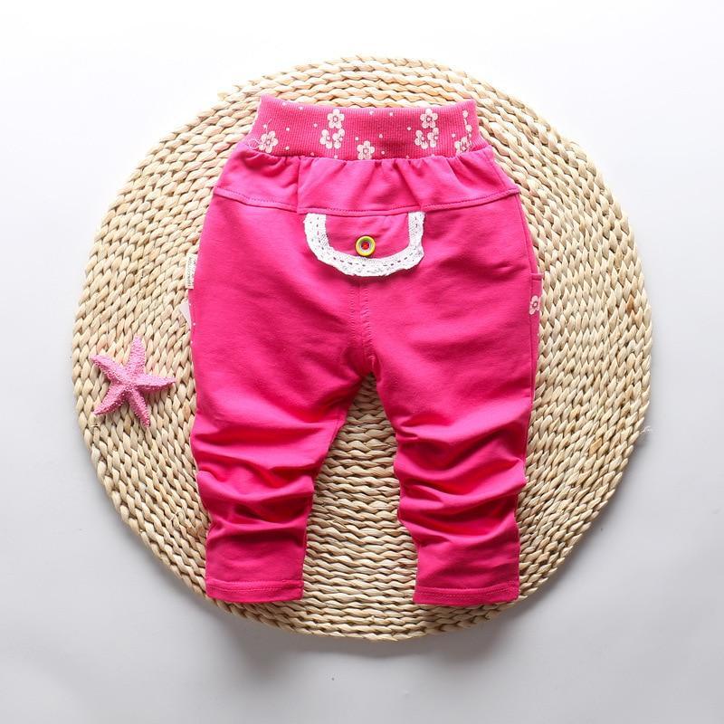 Cute Butterfly Embroidery Baby Girl Pants 100% Cotton Floral