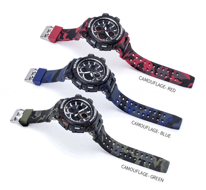 Red Sport Digital Watch 50M Waterproof Military Tactical Style