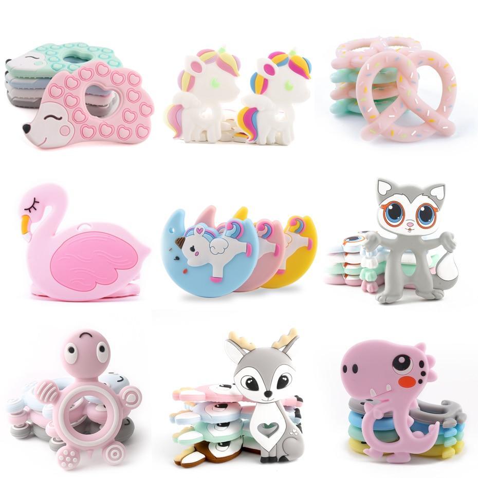 Cartoon animal shaped food-grade silicone teether for baby teething relief