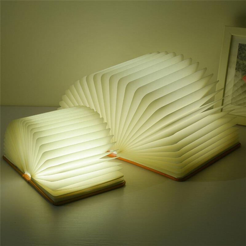 Rechargeable Foldable Wooden Book Lamp - Unique Home Decor
