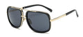 Luxury Oversized Square Gold Metal Unisex Designer Summer Sunglasses