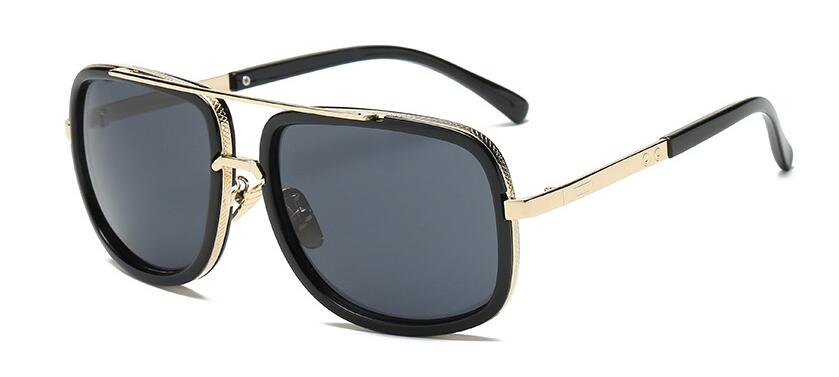 Oversized Square Gold Metal Unisex Sunglasses UV400 Protection
