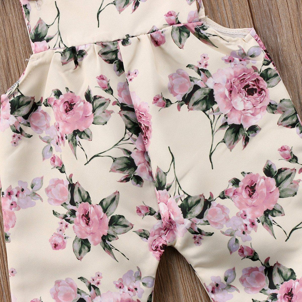 Baby Girl Floral Ruffle Strap Romper - Cute Cotton Blend Jumpsuit