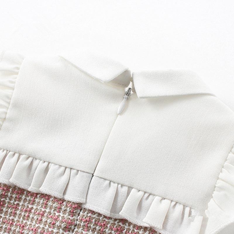 Vintage A-Line Lantern Sleeve Dress for Baby Girls - Plaid