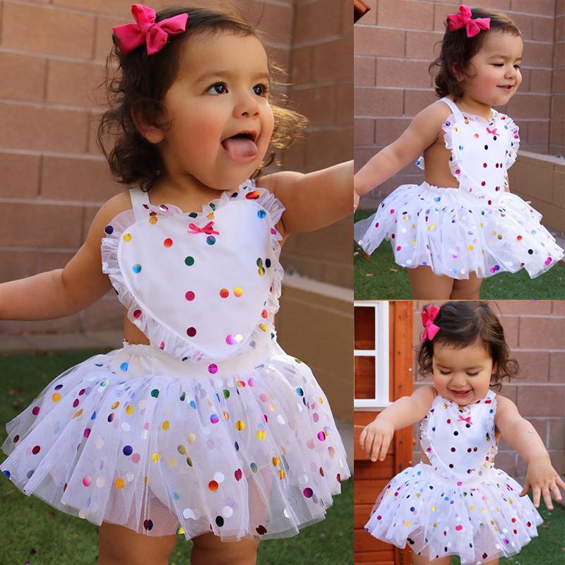 Newborn Girls Sequin Polka Dot Tulle Romper Dress