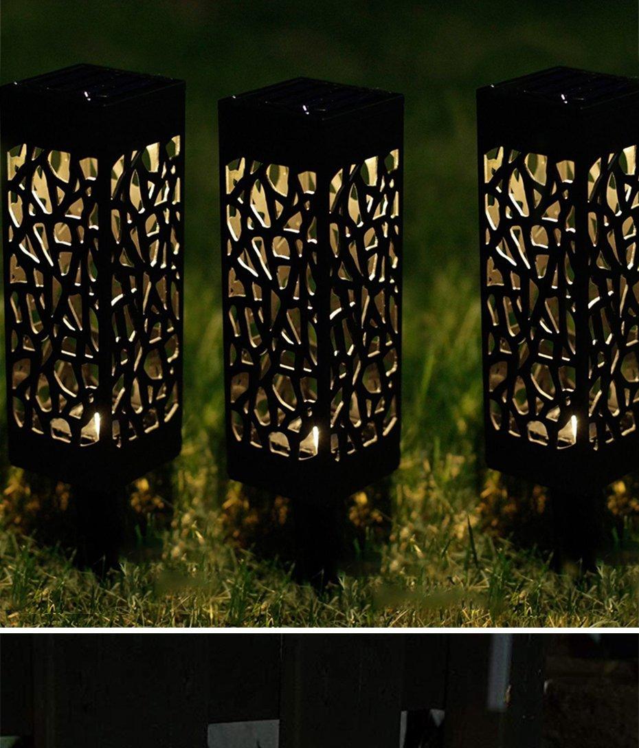 8-Pack Retro Waterproof Solar LED Lamps in Black Stainless Steel
