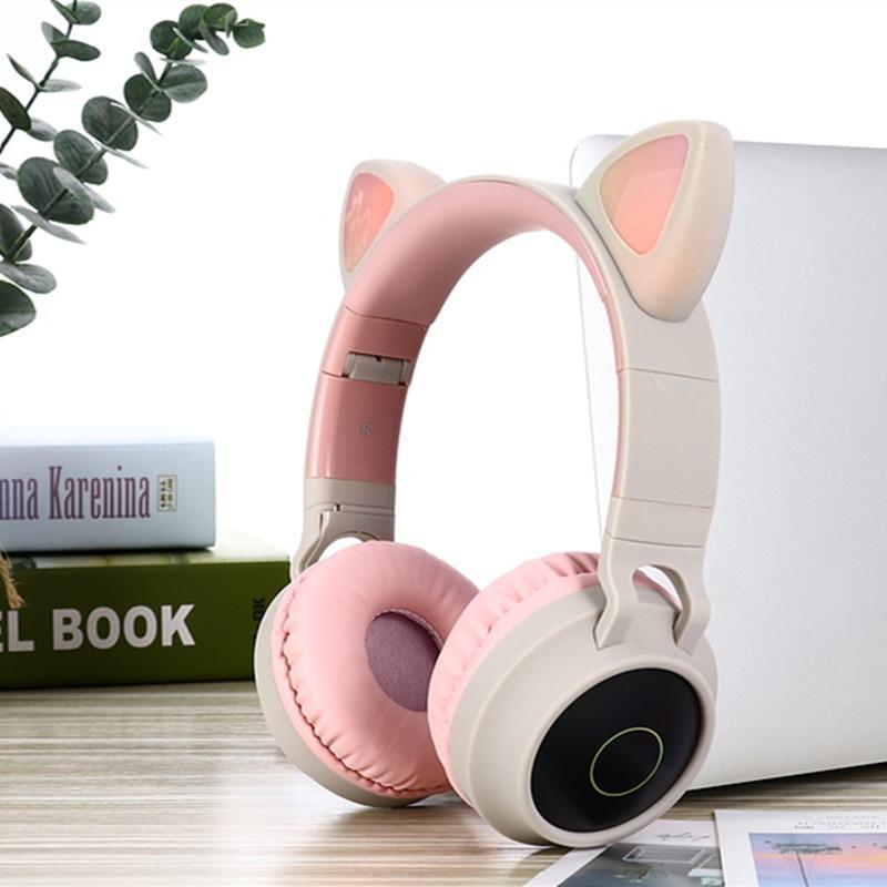 LED Cat Ear Bluetooth 5.0 Wireless Headphones with Mic