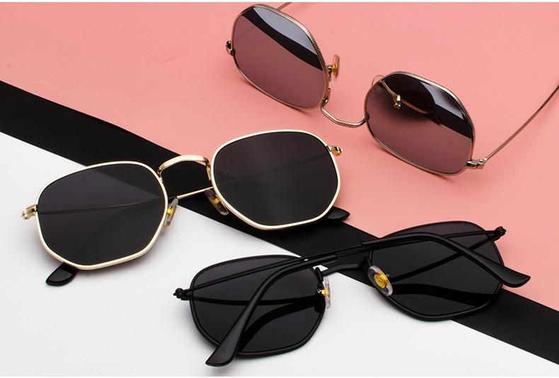 Vintage Square Pilot Sunglasses with UV400 Metal Frame