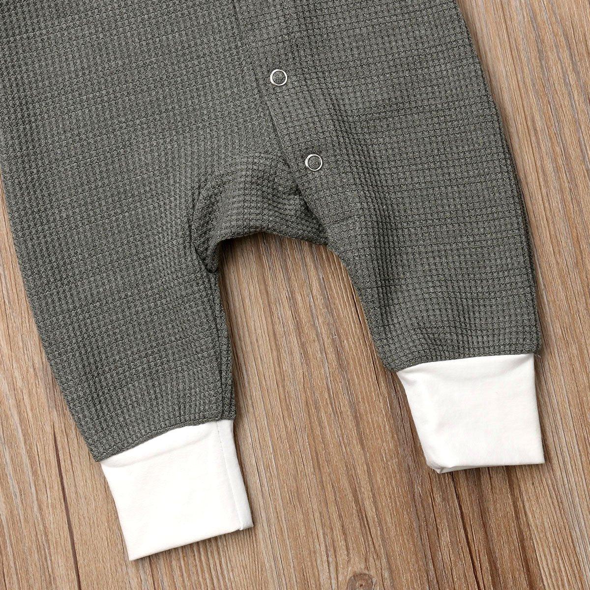 Retro Long Sleeve Baby Romper with Button Closure