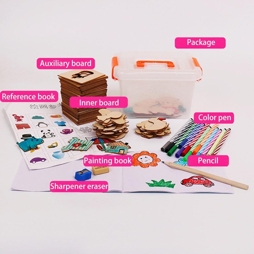 100Pc Creative Natural Wood Drawing & Doodle Learning Set