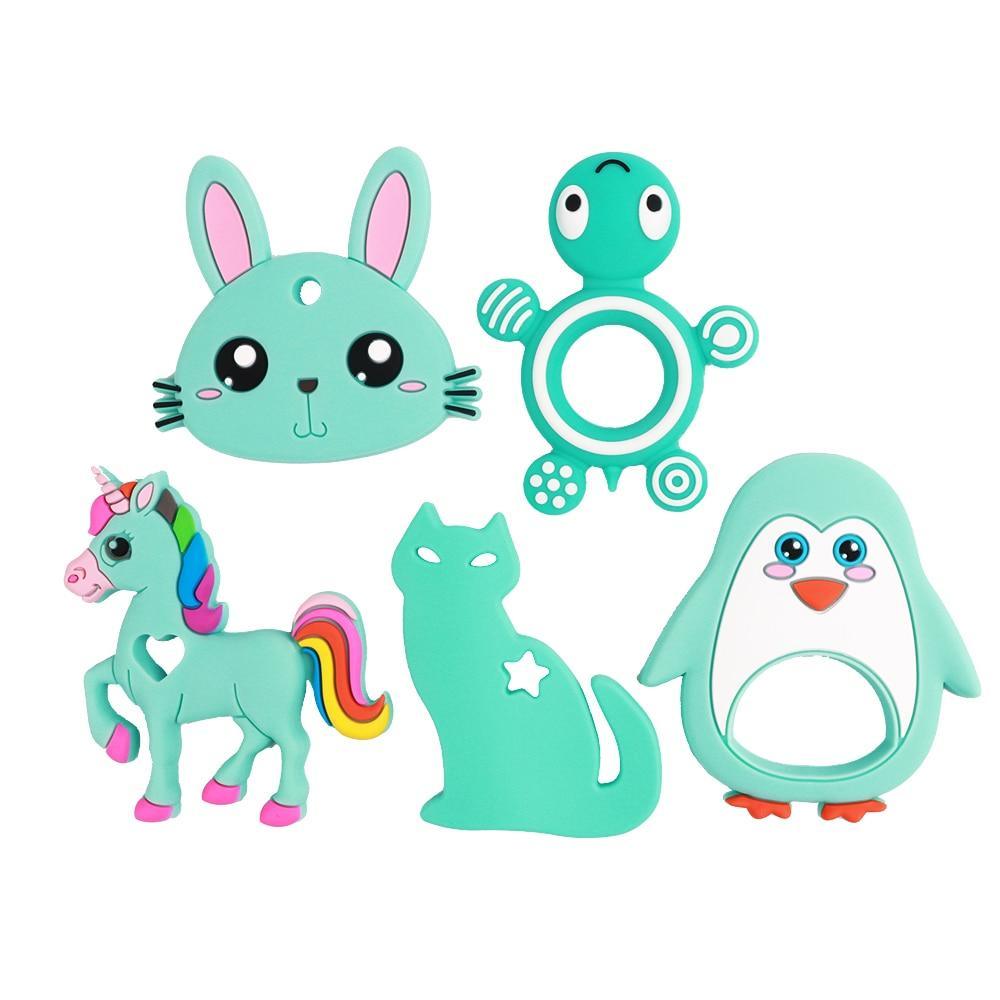 Cute Animal Silicone Teething Ring, BPA-Free Easy Grip Sensory Toy