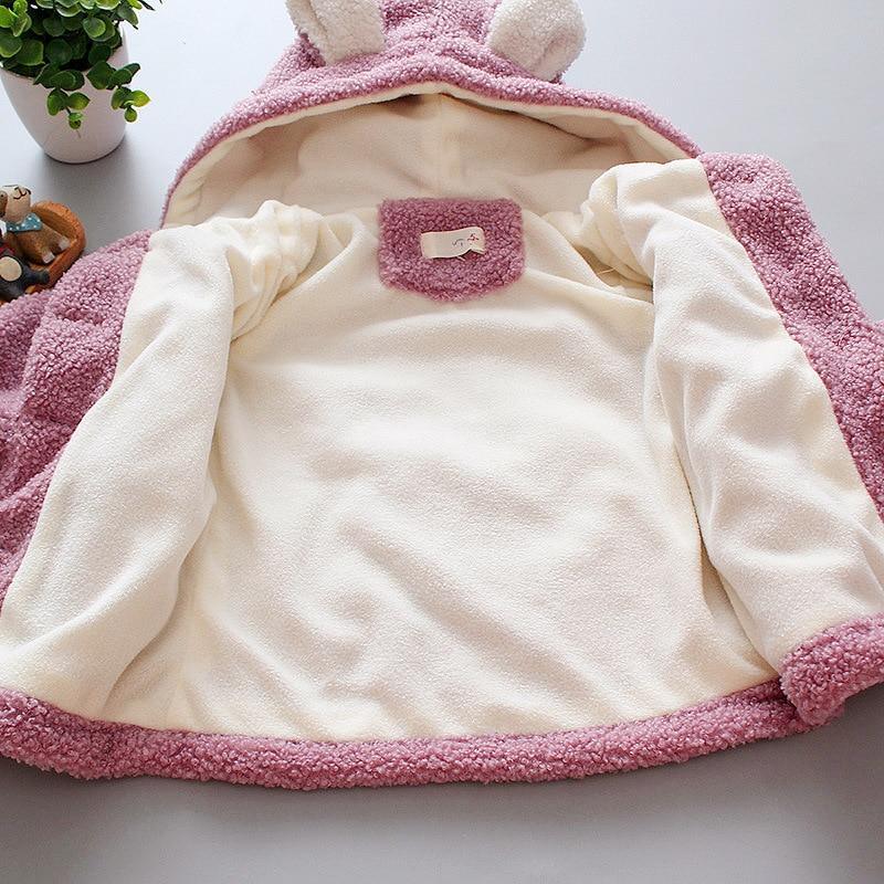 Baby Girls Heart Print Thick Velvet Winter Hoodie Jacket Outerwear