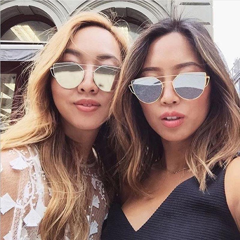 Modern Cat Eye Metal Sunglasses for Women with UV400 Protection
