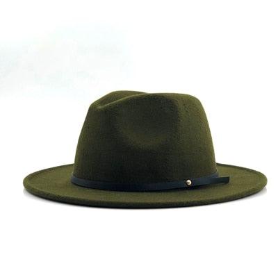 Vintage Black Wool Fedora Hat with Belt Buckle Detail