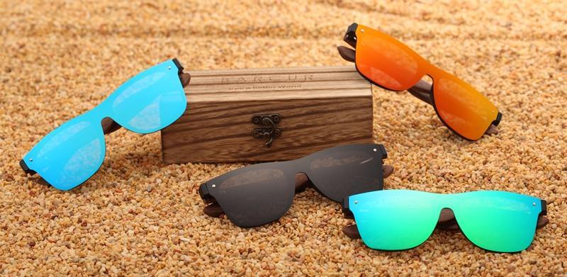 Polarized Black Walnut Wood Square Sunglasses UV400 Natural Aesthetic