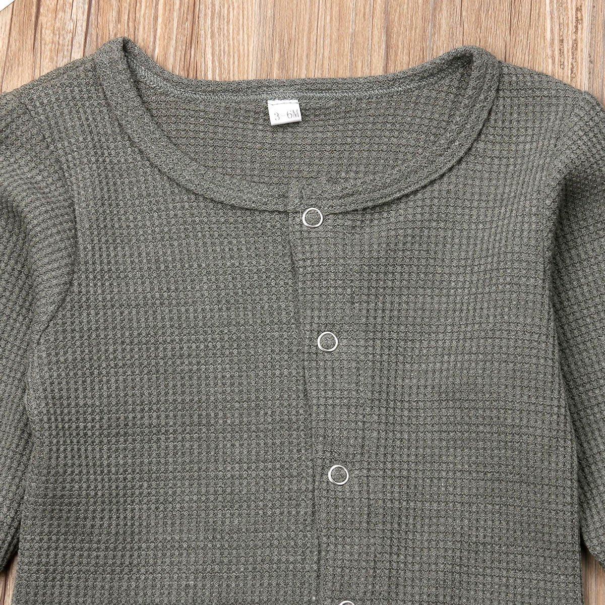 Retro Long Sleeve Baby Romper with Button Closure