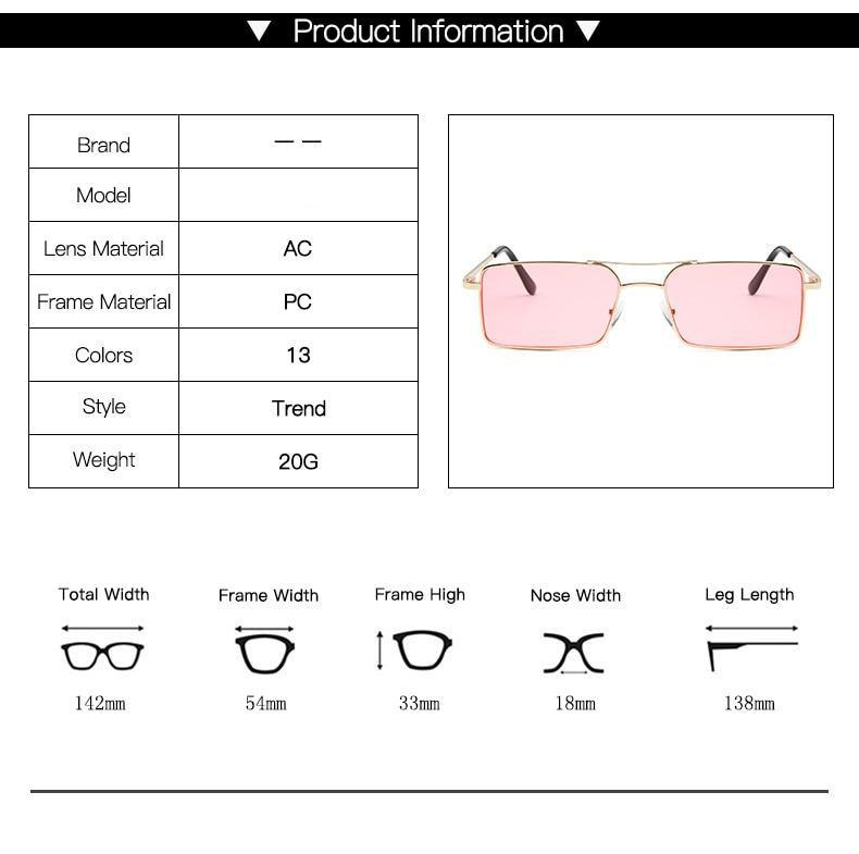 Retro Rimless Rectangle Sunglasses Gold Metal Frame UV400 Sunnies