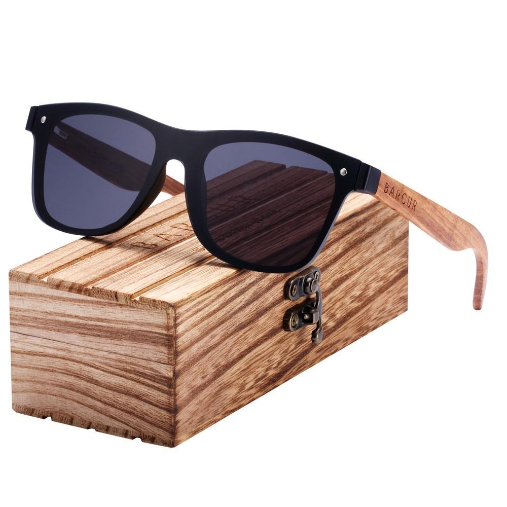 Polarized Square Wood Sports Sunglasses with UV400 Protection
