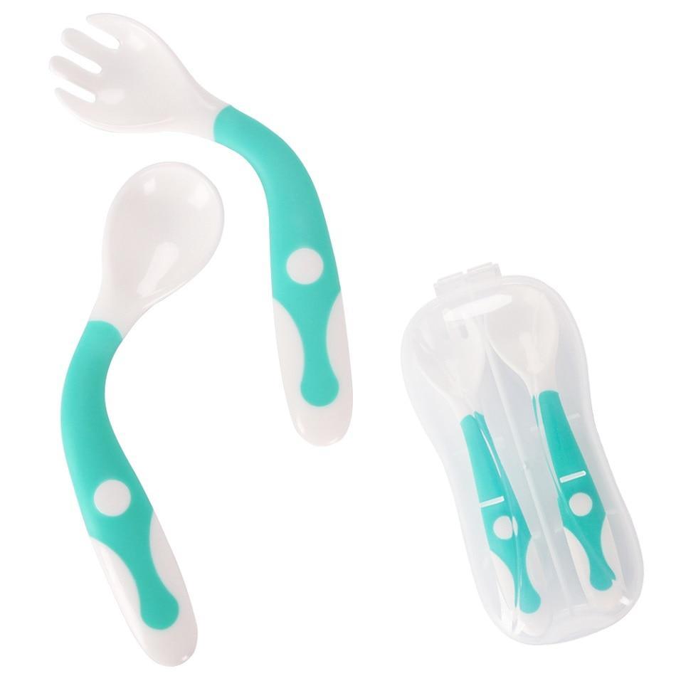 Heat-Resistant Baby Spoon and Fork Set with Travel Case