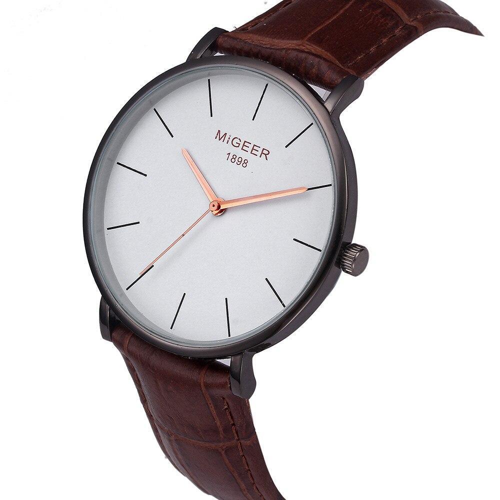 Classic Minimalist Men's Leather Dress Watch - Slim Design