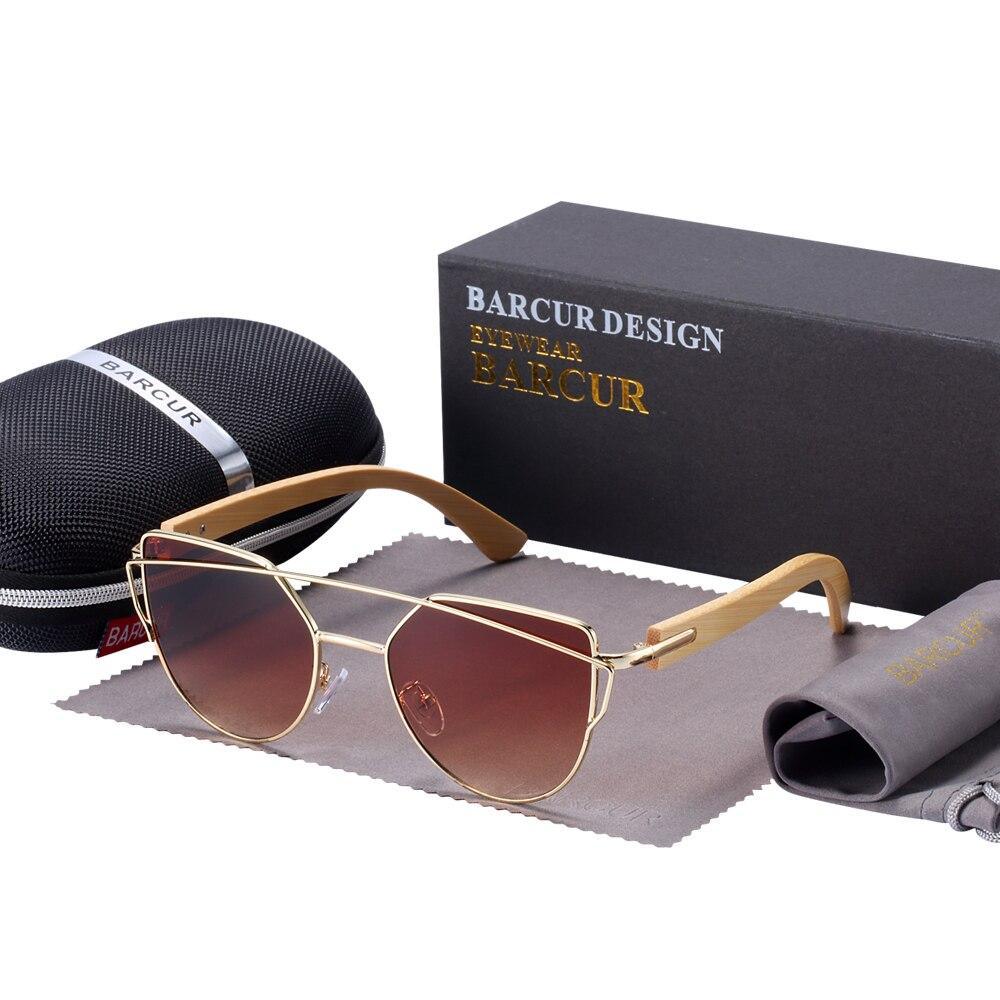 Oversized Cat Eye Sunglasses for Women with Bamboo & Silver Accents
