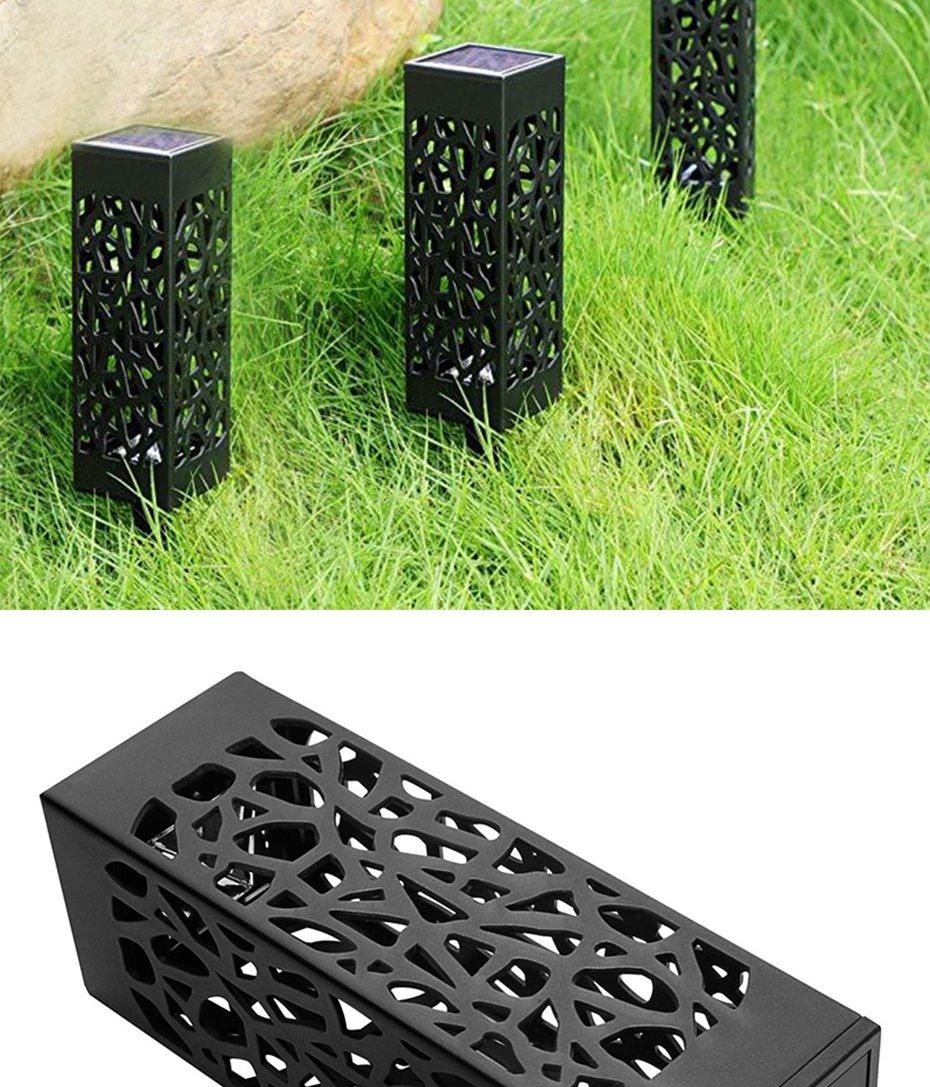 8-Pack Retro Waterproof Solar LED Lamps in Black Stainless Steel