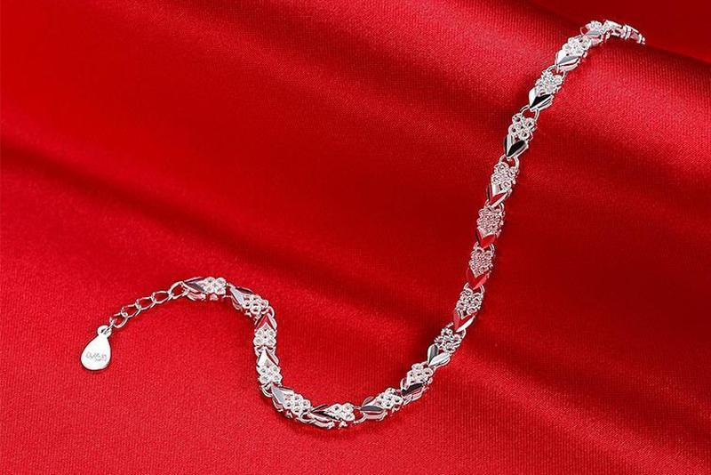 Italian 925 Sterling Silver Geometric Zircon Bracelet