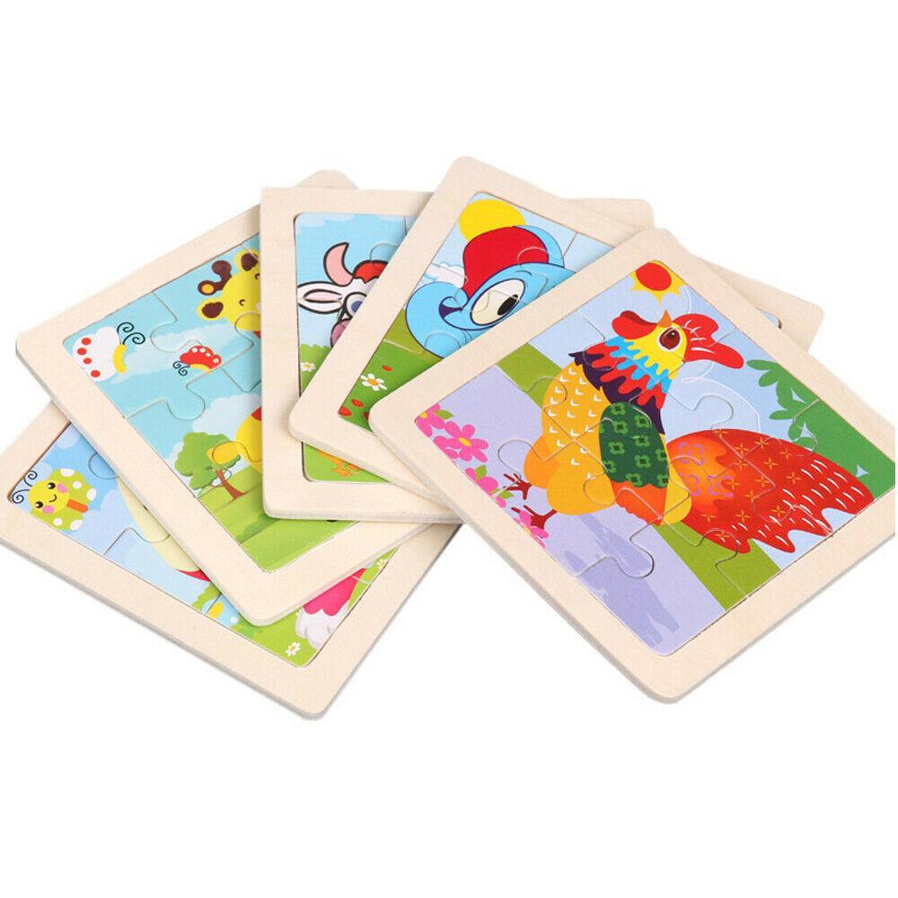 10-Piece Wooden Animal Puzzle Set for Toddler Early Learning