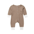 Retro Long Sleeve Baby Romper with Button Closure